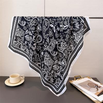 Luxusmarke Paisley-Print Quadratisches Tuch Damen Weiche Satinschals Halstuch Wickeltücher Bandana Haar Hjiab