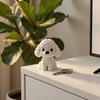 3D-gedruckter Pudel-Schmuck, weiße Figur, niedlicher Mini-Teddyhund Schreibtischdekoration mit mattem, minimalistischem Tischaufsatz für Bücherregal Nachttisch, Geschenk für Haustierliebhaber
