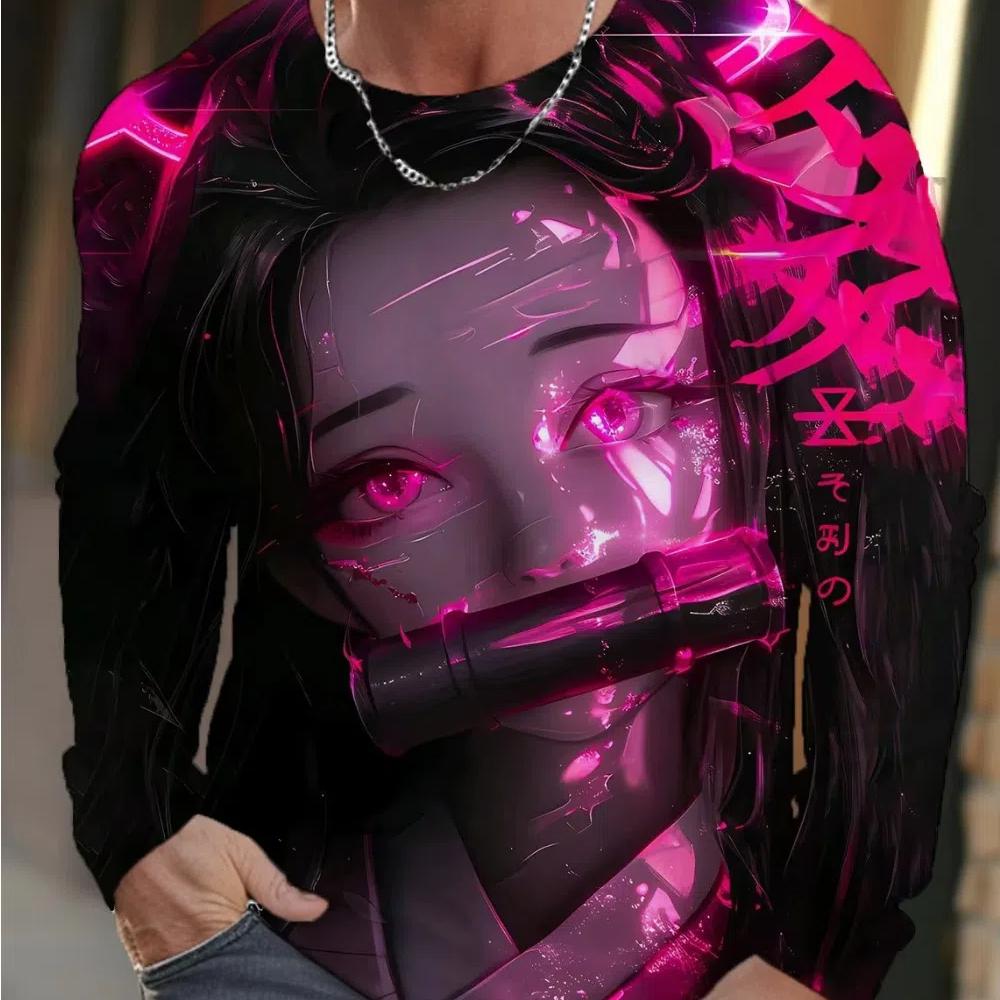 Men's Long-sleeved T-shirt 3D Printing Animation HD Pattern Printing Men's Long-sleeved T-shirt Autumn Tops Casual T-shirt