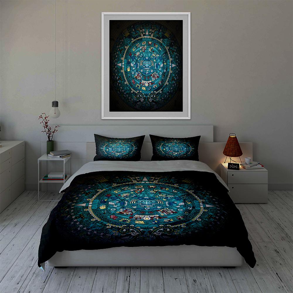 Aztec-inspired circular motif Bedding Duvet cover sets Duvet covers Pillowcases gifts (1 * Duvet Cover 2 * Pillowcases, without duvet insert)