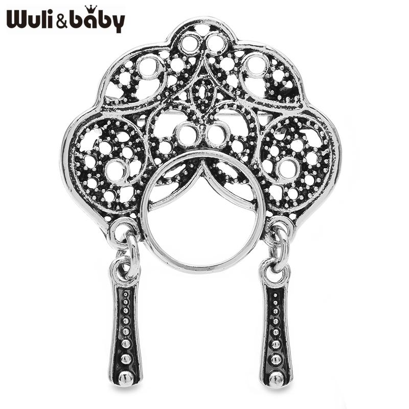 Wuli&baby Vintage Wear Phoenix Coronet Lady Brooches For Women 3-color Metal Beautiful Opera Character Face Party Brooch Pins