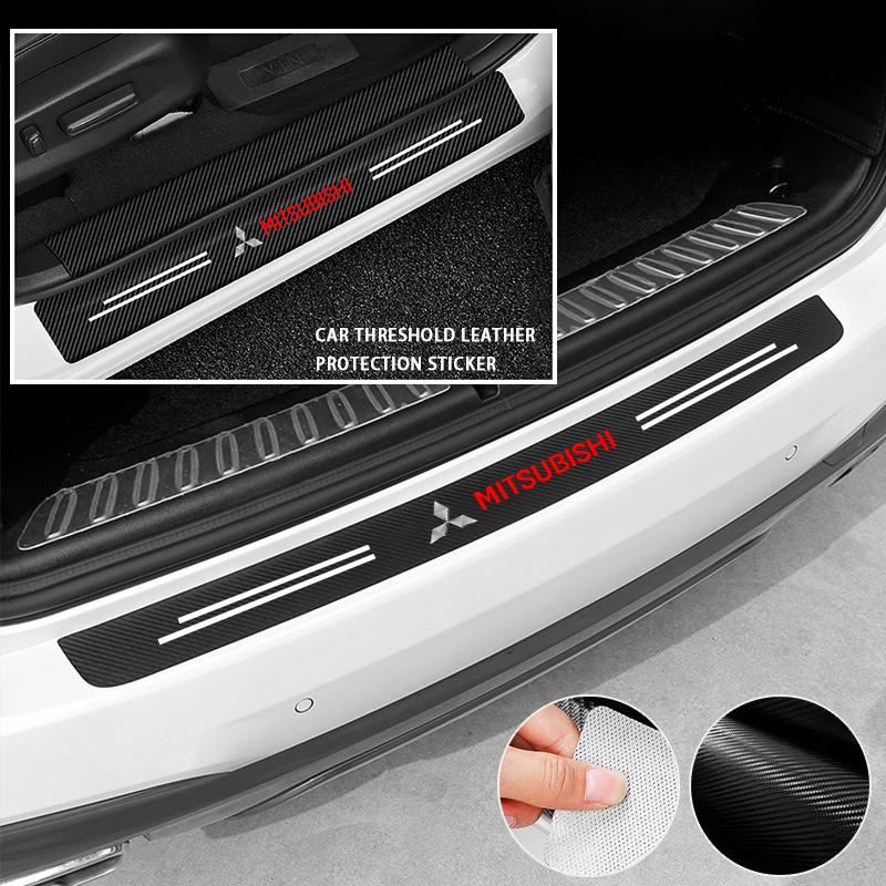 Carbon Fiber Leather Car Styling Door Trunk Threshold Protector Sticker For Mitsubishi Pajero Sport Outlander ASX Eclipse