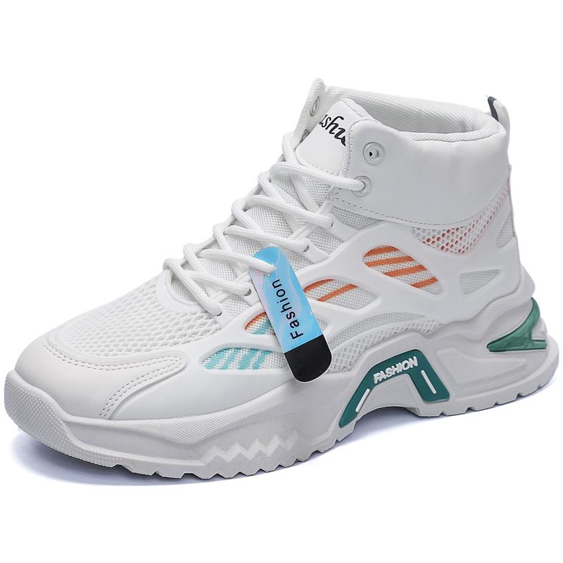 

новые мужские удобные уличные удобные сетчатые туфли на толстой подошве Высокие кроссовки Daddy shoes повседневная мужская обувь кроссовки 39 белый