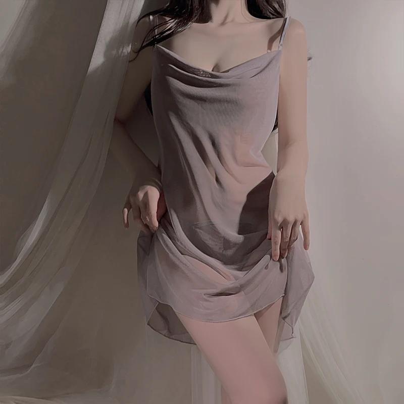 Сексуальная пижама для женщин, соблазнительная милая ночная рубашка с открытой спиной и подвязками в виде бабочки, женская пижама нового стиля