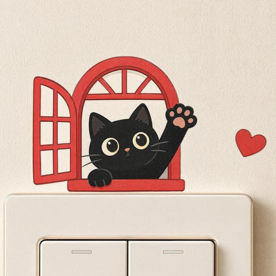 Light Switch Plate Stickers Dog Window Cute Cat Decorative