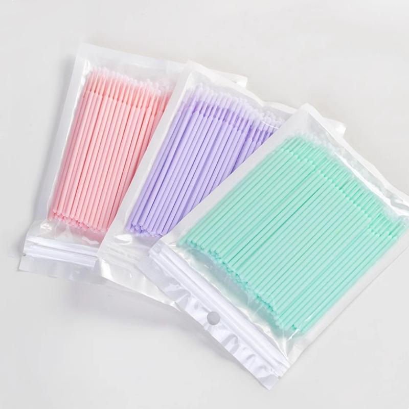 100 Stück/Beutel & 200 Stück/Box Einweg-Mikrobürste Wimpernverlängerung Einzelwimpern Entfernung Tupfer Mikrobürste für Wimpernverlängerung Werkzeuge