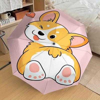1PC Corgi Heart Umbrella-8-Rib Reinforced Portable Folding Travel Suitable for All Seasons Outdoor Daily Use-H0352