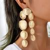 Chic Geometric Oval Metal Long Stud Earrings – Large, Versatile, and Stylish Dangle Design