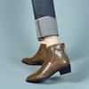 Pointed short boots women's autumn and winter new retro low-heeled rear zipper leather boots simple and thin women's cotton boots