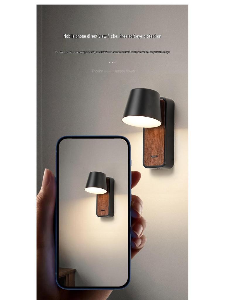 Rotatable LED Bedside Wall Light with Switch for Hotel, Guest Room, or Bedroom Reading.