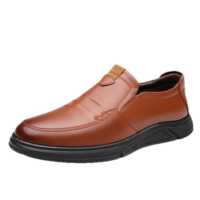 Leather shoes men's 2025 summer new soft-soled one-pedal men's business and leisure middle-aged leather shoes