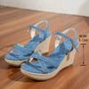 Fashion Summer Slope Heel Buckle Open Toe Wedge Ultra High Heel Women's Sandals 2025Fashion One Line Buckle Sandals Women Shoes  Heels
