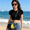 Cute Pu Leather Banana Pendant With Key Rings Leather Cords For Bag Decoration Phone Lanyard Gift For Women/Kids/Bag Accessory