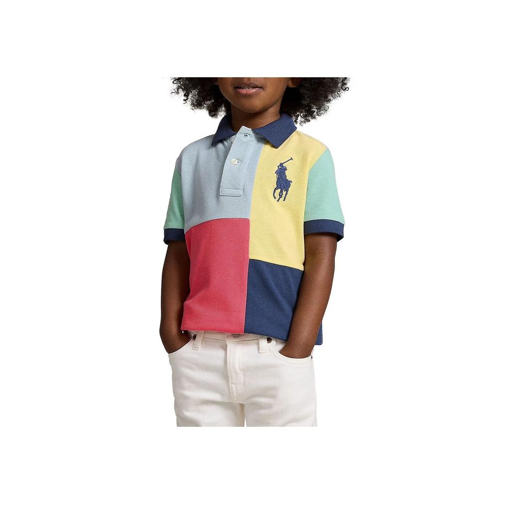 Polo Ralph Lauren Color Block Letter Logo Print Casual Short Sleeve T-Shirt Kids Tops Multicolor 323934186-001