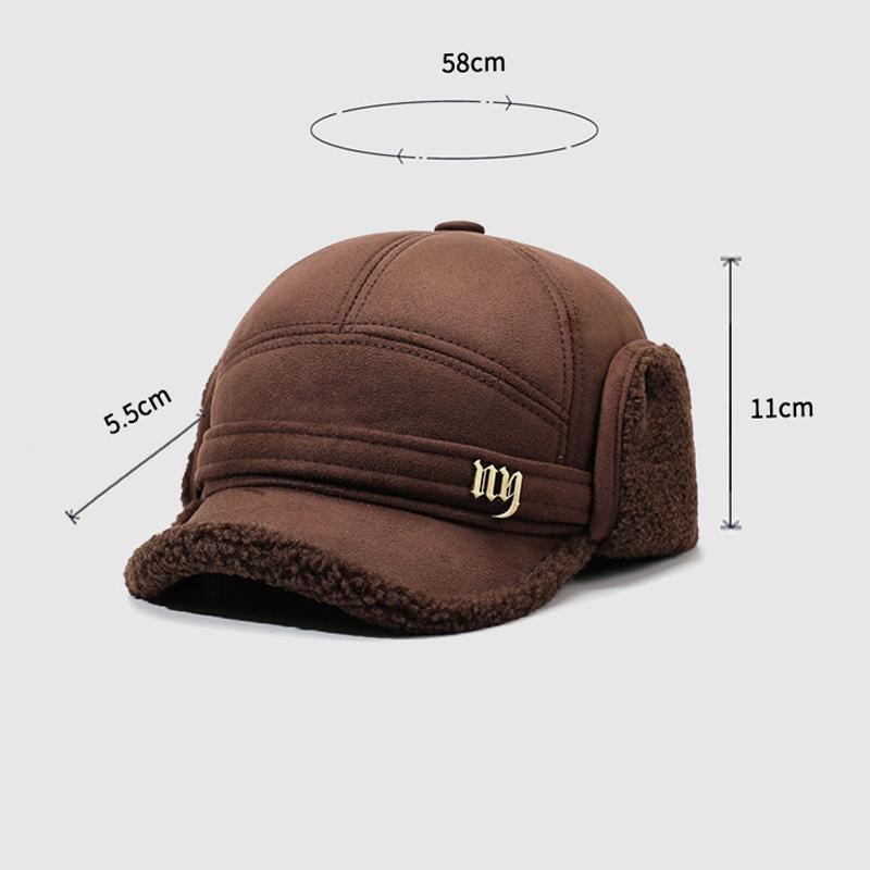 Autumn Winter Woolen Baseball Cap Outdoor Velvet Thick Cap Middle-Aged Men's Warm Ear Protection Bomber Hat