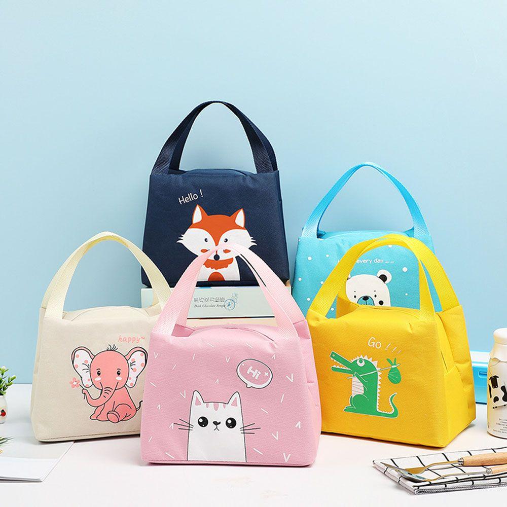Food Fresh Waterproof Cute Cartoon Handbag Thermal Insulated Cooler Bag Large Capacity Portable Lunch Bag