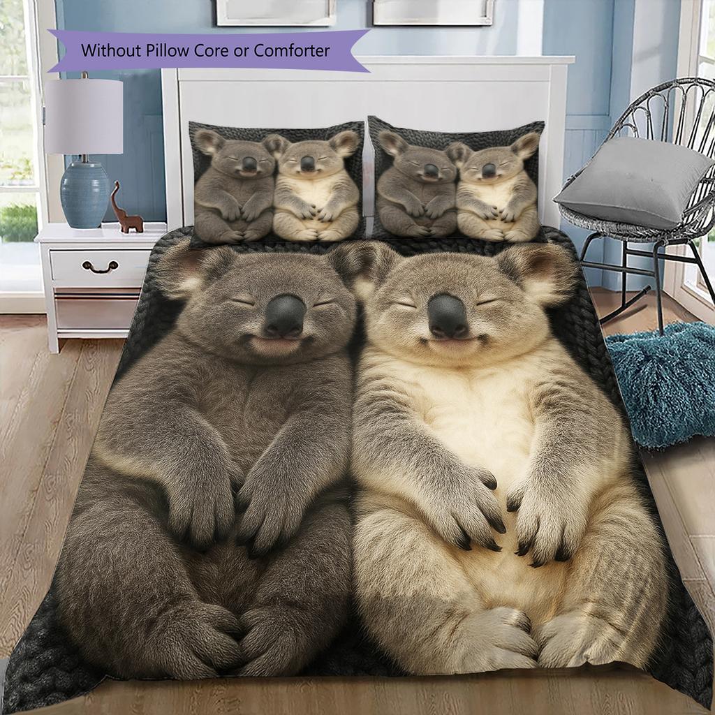 Cartoon-Muster Bettwäsche Steppbett-Set Bettbezug Kissenbezug Heimdekoration Geburtstagsgeschenk (1 Bettbezug + 2 Kissenbezüge, ohne Füllung)