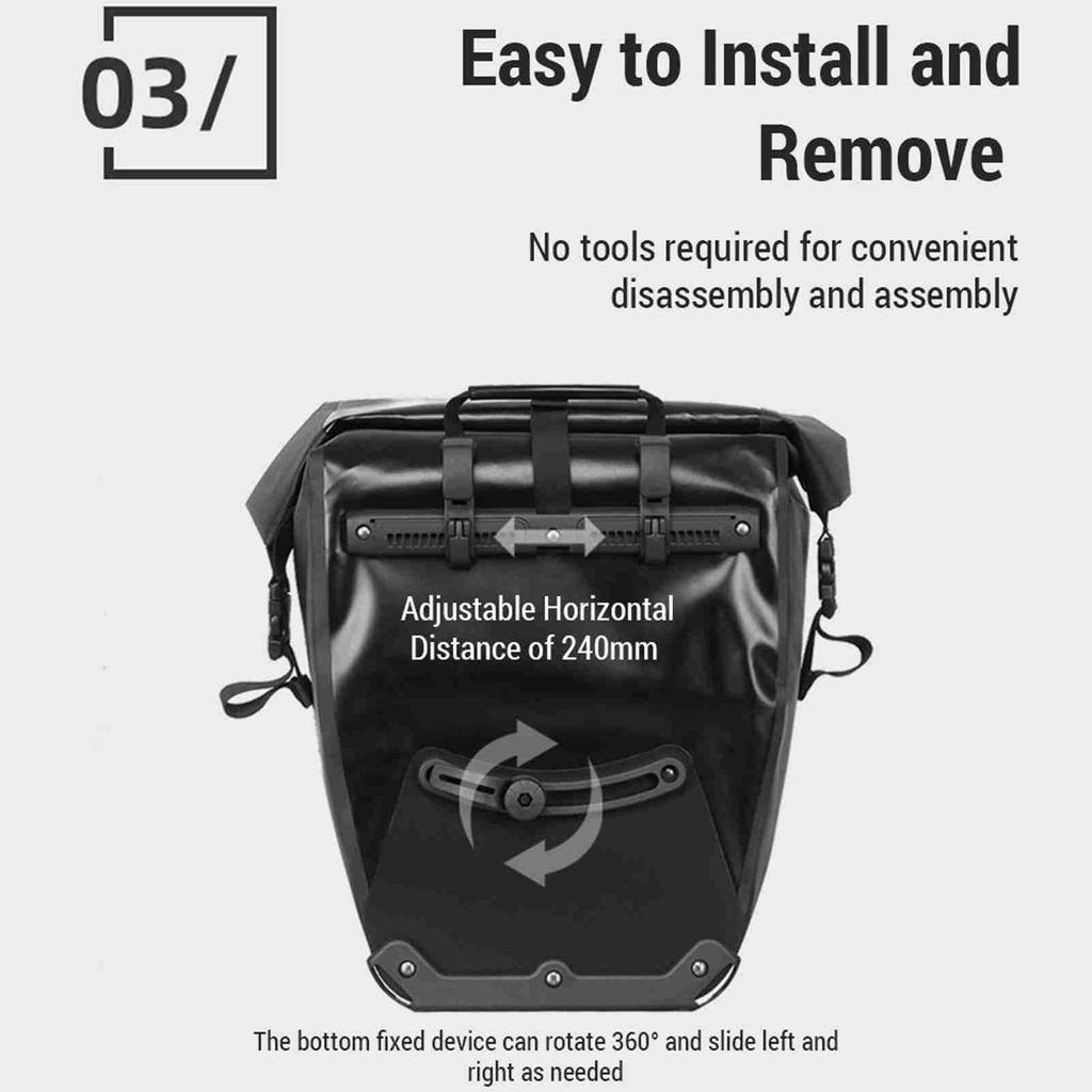 2pcs Large Capacity Bike Panniers Waterproof Bike Rear Rack Bag for Cycle Traveling Touring