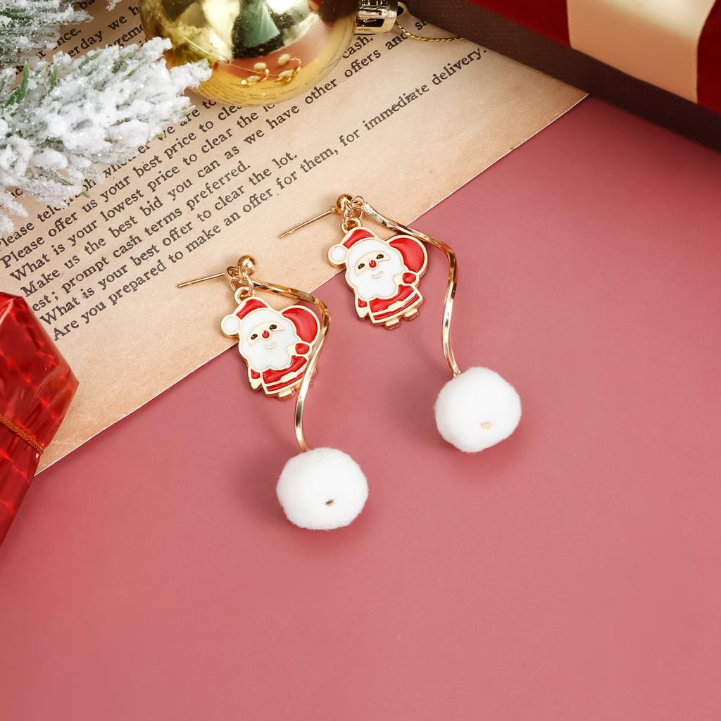 Christmas geometric irregular spiral stud earrings pentagonal heart flow su new year party earrings