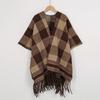 Thick Tassel Plaid Shawl Women's Winter Warm Scarf Wrap Bohemian Style Knitted Pashmina For Cold Weather Fashion Accessory