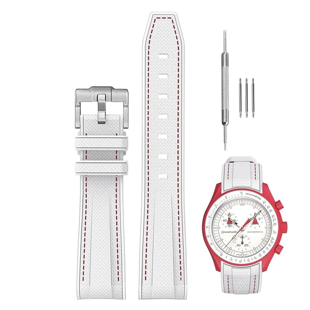 Sibehill 20mm Replacement Silicone Watch Band for Omega and X, Swatch, MoonSwatch, Speedmaster.