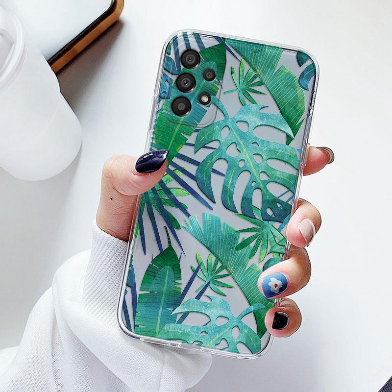 Phone Case For Samsung A53 5G A33 Floral Silicon Cover For Samsung Galaxy A73 Fundas Coque Transparent Soft Capas Flower TPU