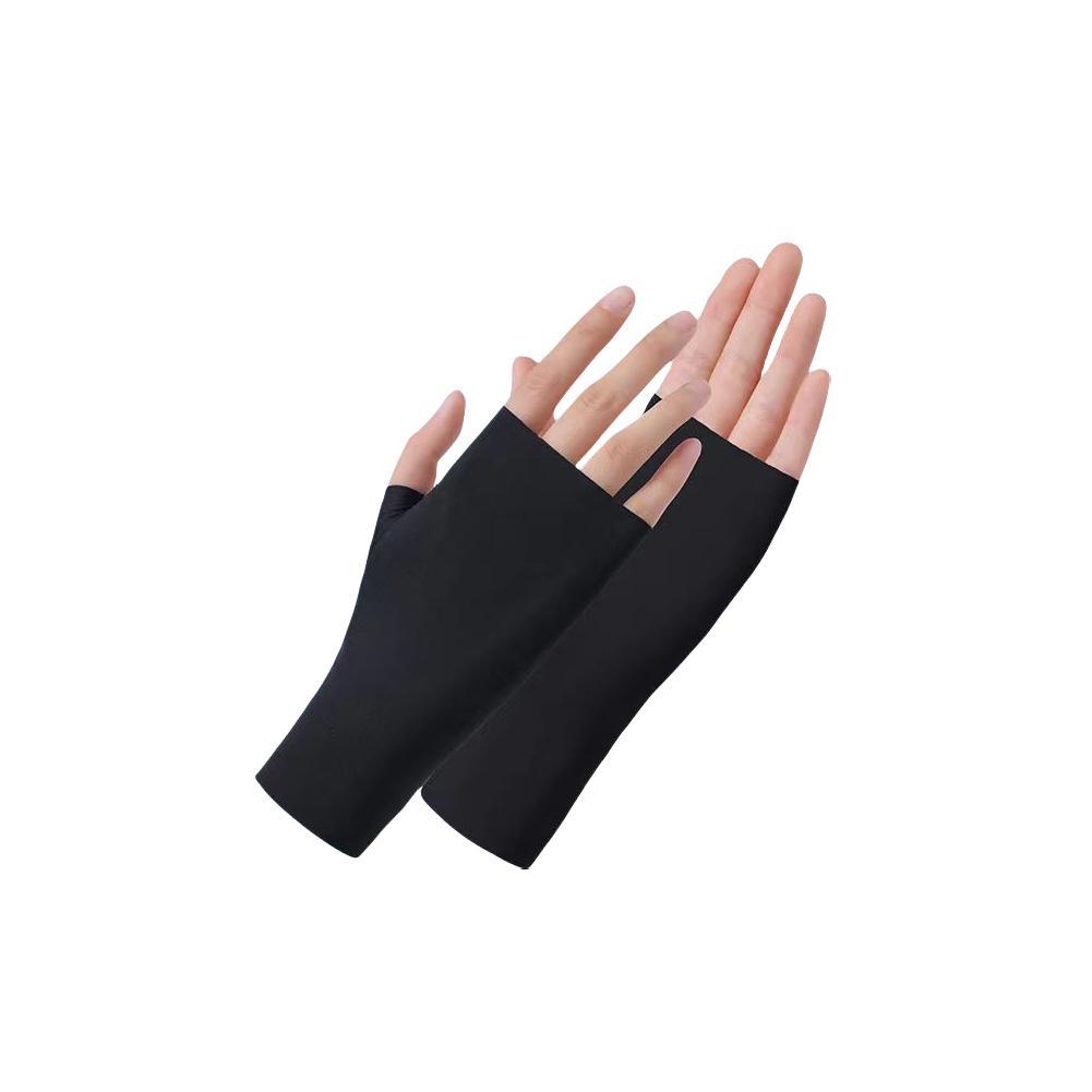 

Women Fingerless Sunscreen Gloves Thin Cool Ice Silk Silky Sun Block Driving Gloves For Women Men Driving Summer UV Protection чорний