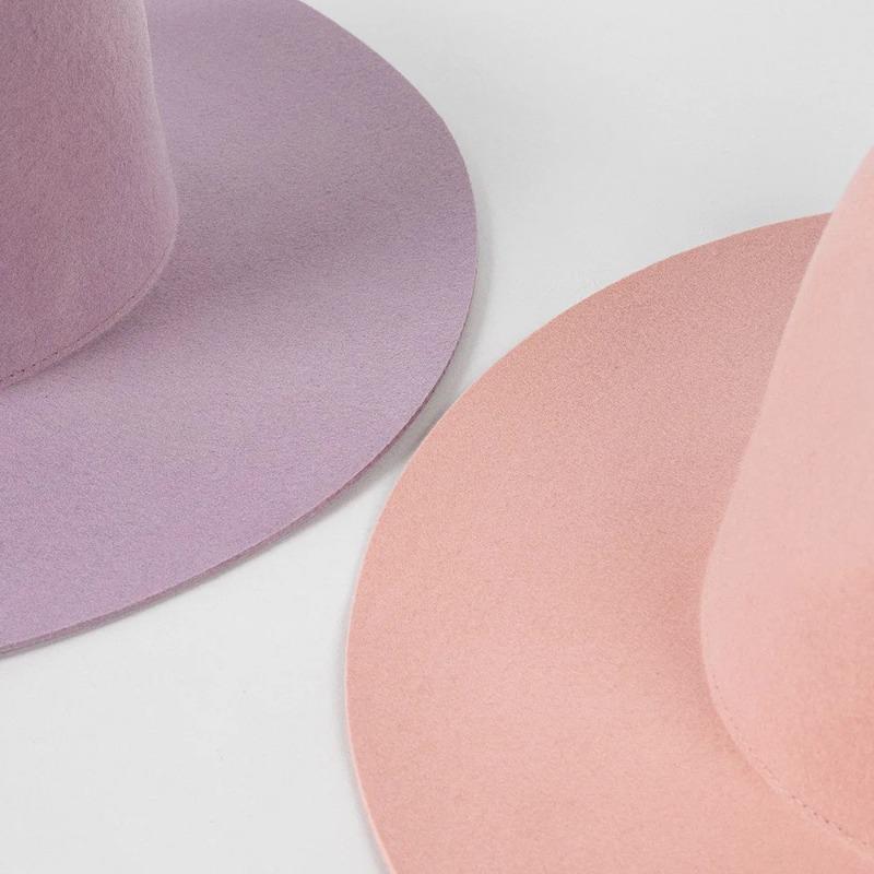 Ins Classiwinter Candy Color Wool Solid Lady Fedoras Cap Men Women Leisure Panamjazz Hat