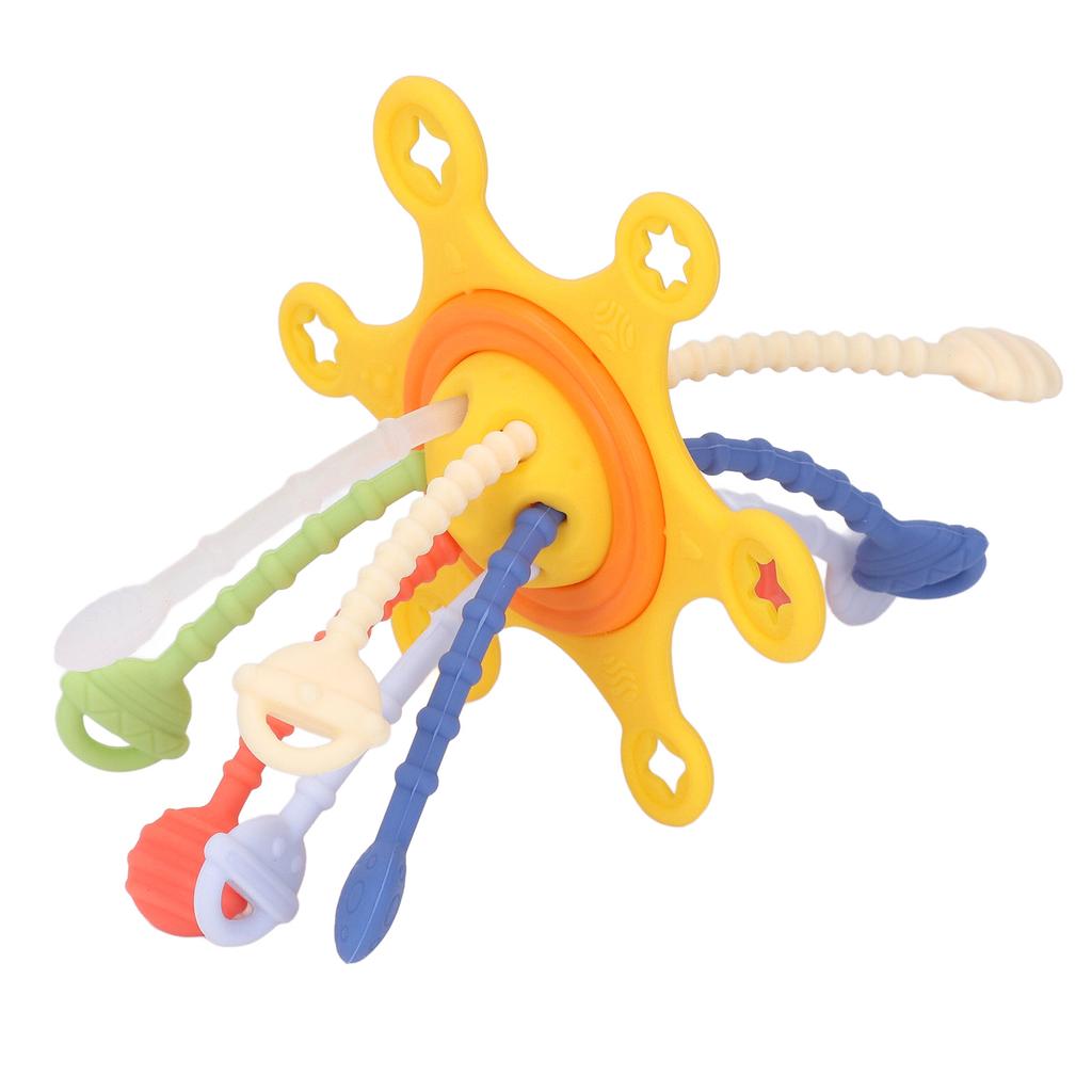 Baby Pull String Toy Brain Development Interactive Fine Motor Skill Colorful Silicone Pull String Se