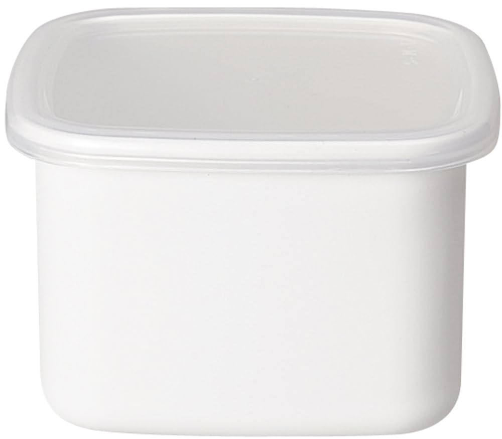 Nodahoro Enamel Storage Medium with Seal White Made In Japan Container, Heat-Resistant, Square, Size, Lid, See-Through, Series, (WS-M)