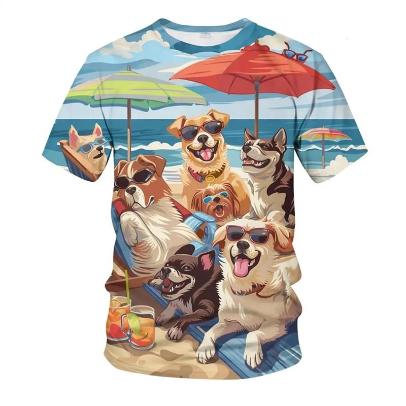 Men's 3D Cute Animal Dog Print T-Shirt Men Women Summer Funny Pets Casual Tees Cartoon O-Neck Short Sleeve T Shirt Hawaii Tshirt