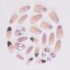 24Pcs Sweet Pink French Tip Polka Dot Nails With 3D White Bow Almond Shape False Nails Detachable Press On Nails For Women