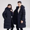 Couple's Long Black Hooded Duck Down Jacket - Thick, High Fill Winter Outerwear