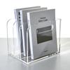 AIMOLLY Acrylic File Box, 3-Tier Book Stand, Vertical Compartment, Desk Shelf, Desktop Shelf, Desktop Document Storage, Office Supplies, Clear, Deskto