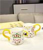 Tazza da caffè in ceramica a forma di cuore da cartone animato