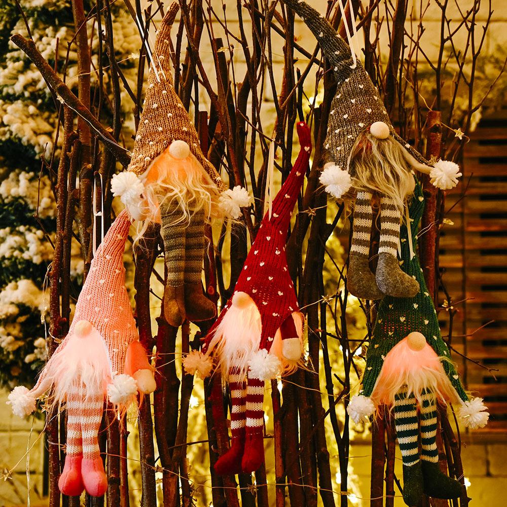 

Haobei Christmas Decoration Supplies Forest Old Man with Lamp Hanging Leg Pendant Creative New Faceless Doll Pendant коричневый