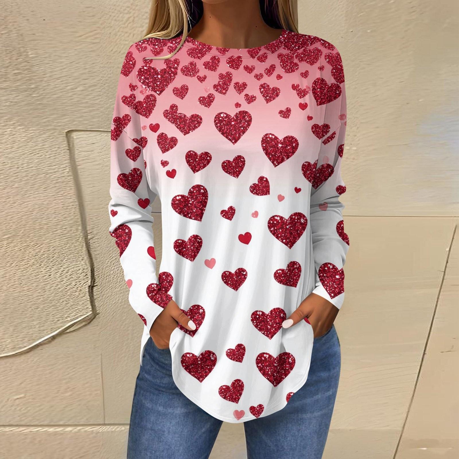 

Женская модная свободная футболка с круглым вырезом и длинным рукавом с принтом XL