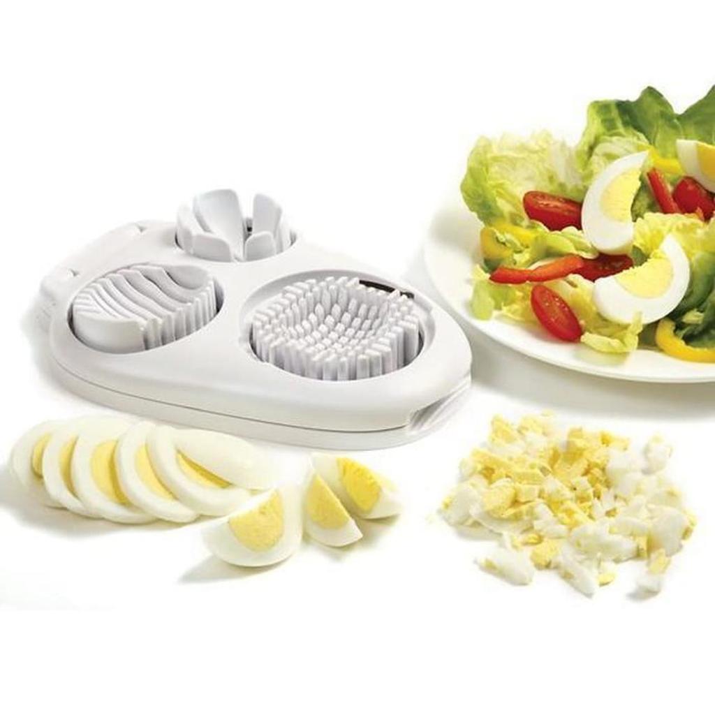 Brunbeste 3-in-1 Manual Egg Slicer, Hard Boiled Egg Cutter, White, 20x15x8cm