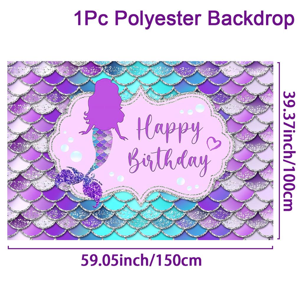 Glitter Mermaid Theme Backdrop Photography Baby Shower Decor Background Photocall Girl Birthday Backdrops Decor