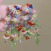 Rural Style Colorful Flower Tassel Earrings Handmade Colorful Floral Earrings Summer