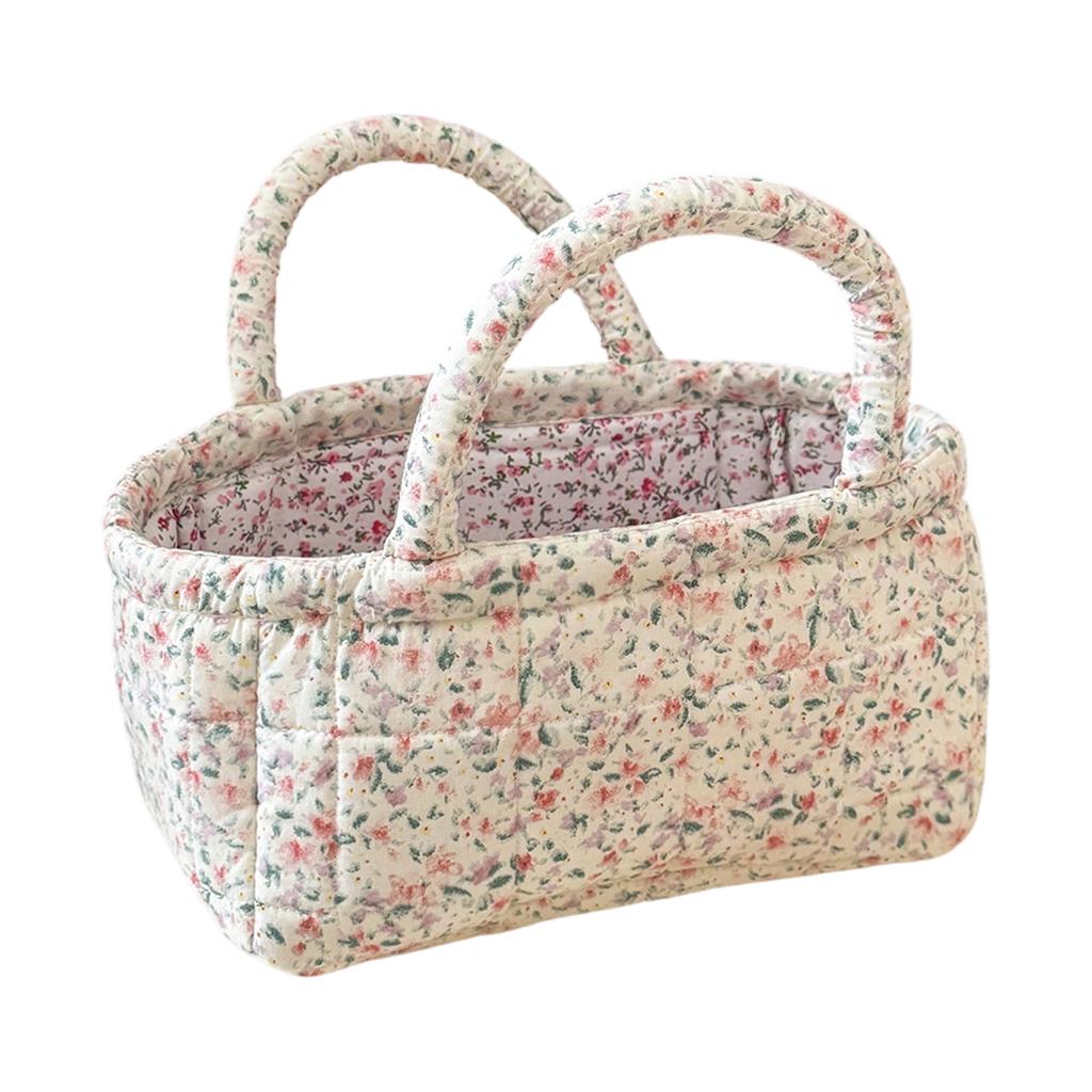 Floral Storage Basket, Desktop for Cosmetics, Toys, Snacks - Multi-Purpose Home Decor Storage Basket for Living Room, Bedroom,