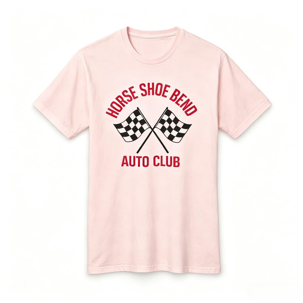 Horse Shoe Bend Auto Club Vintage Print Cotton ShortSleeve TShirt for Car Enthusiasts T Shirt Unisexs Clothing Unisexs T Shirt