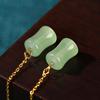 Aieryuan Design Bamboo Joint Earrings, Imitation Hetian Jade, New Chinese Style, Niche High-End Threaded Earrings.