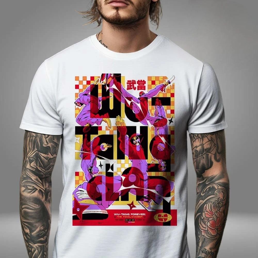Wu Tang Clan Globale Tour Mercah Grafikdruck T-Shirt High-End Luxus Herren Damen Oberteil Y2k Mode Übergroß Locker Lässig Baumwolle T-Shirt