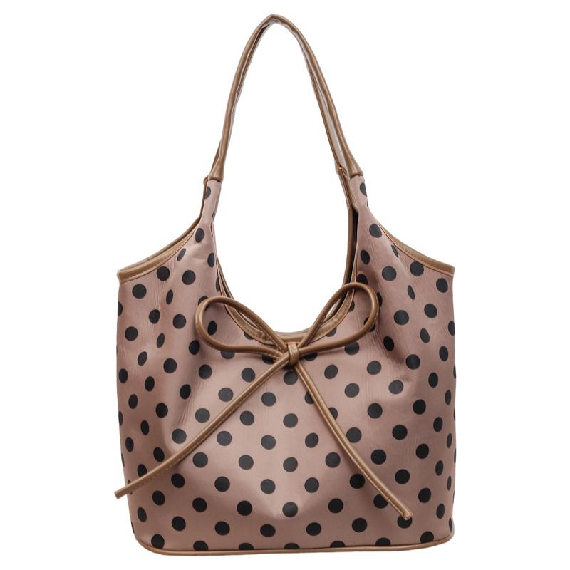 Fashion Nylon Polka Dot Bow Hasp Shoulder Bags Hot Sale Large Capacity Tote Bags Interior Zipper Pocket Youth Handbags for Women