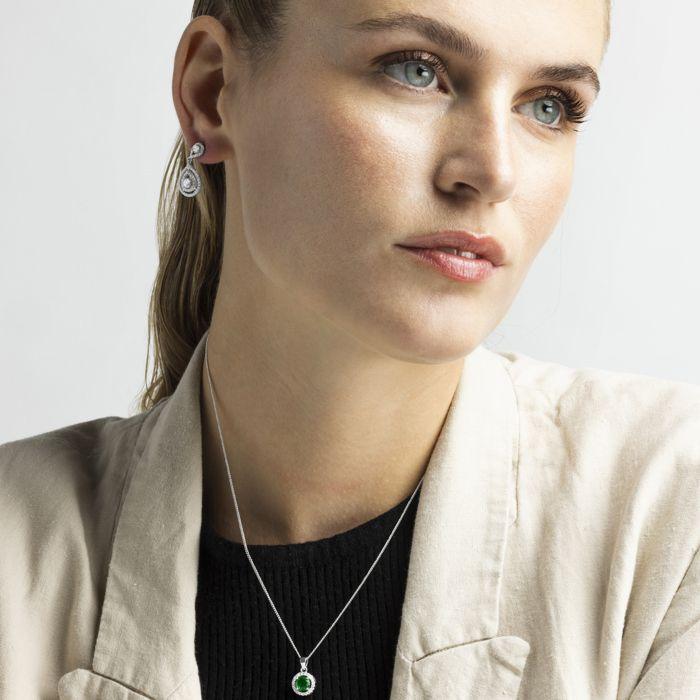 Luxenter Boucles d'oreilles en argent 925 et zirconium brillant plaqué finition en rhodié - Yssyl