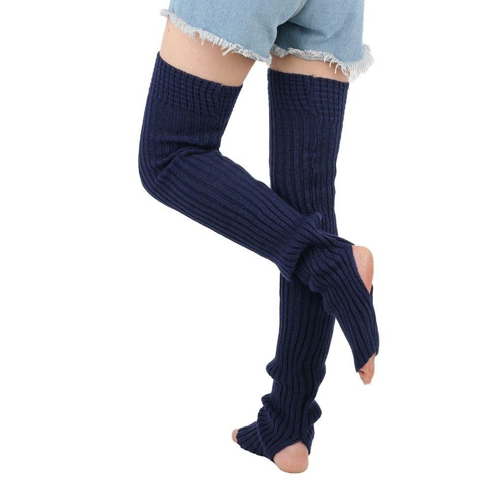 Female Legwear 80cm Leg Warmers Knitted Winter Warmth Warm Foot Cover Solid Color Wool Material Boot Warmers Yoga Practice