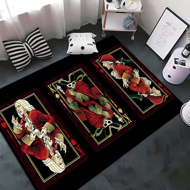 3D Printing Interesting Poker Area Rug,Carpet for Living Room Bedroom Sofa Doormat Decor,Kids Game Non-slip Floor Mat Alfombra