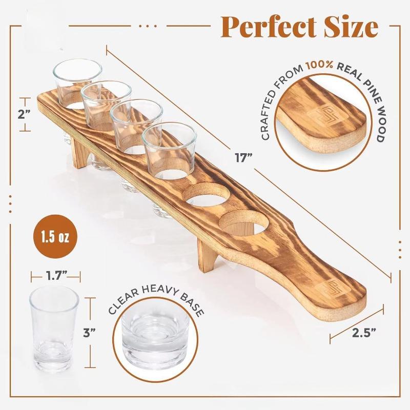 

Деревянный поднос для стаканов для спиртных напитков, диспенсер для текилы, деревянная подставка, деревянный поднос для бармена с коктейлями