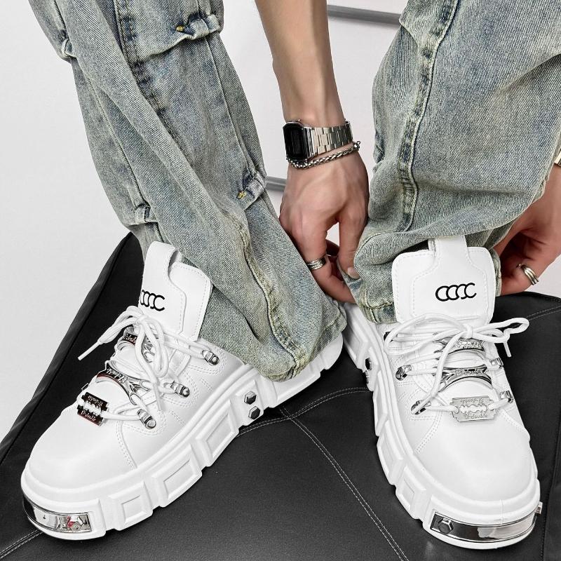 Trendy Pink Men's Skateboard Shoes High Quality Metal Rivet Platform Shoes Stylish Designer Casual Shoes Zapatillas De Deporte